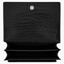 Saint Laurent Sunset Crocodile en relieve de cuero brillante negro