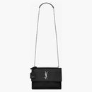 Saint Laurent Sunset Crocodile en relieve de cuero brillante negro