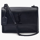 Saint Laurent Sunset Shoulder Bag Calfskin Black-Tone Medium Black