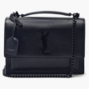Saint Laurent Sunset Shoulder Bag Calfskin Black-Tone Medium Black