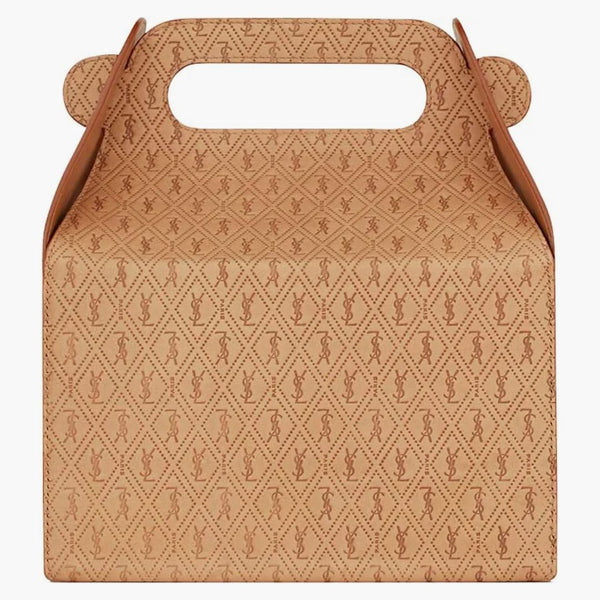 Saint Laurent Take-Away Box v zeleninové kožené kožené prašné vintage hnědé zlato