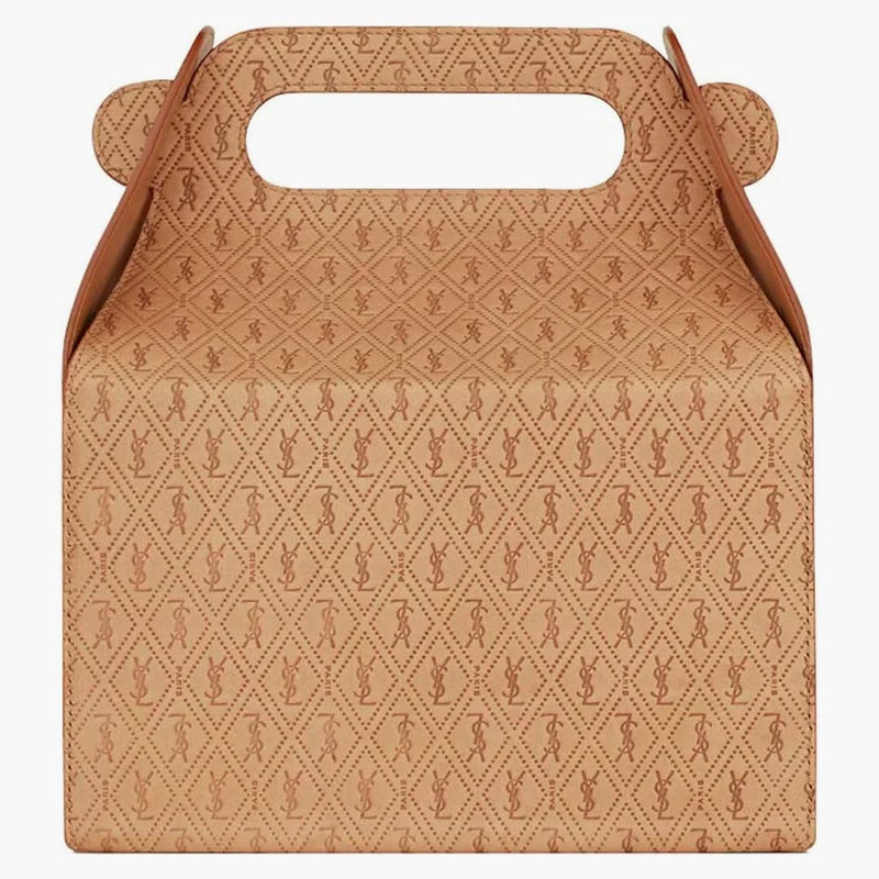 Saint Laurent Take-Away Box v zeleninové kožené kožené prašné vintage hnědé zlato