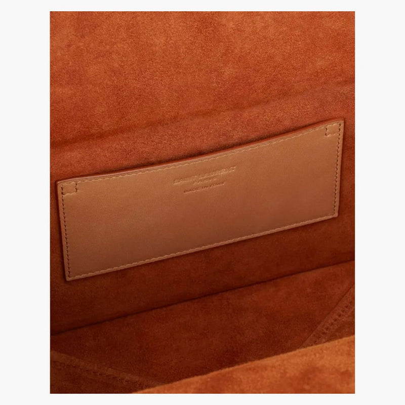 Saint Laurent Take-Away Box v zeleninové kožené kožené prašné vintage hnědé zlato