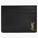 Saint Laurent Tiny Cassandre (5 Card Slot) Card Case Gold Logo Black