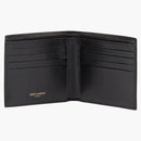 Saint Laurent Tiny Cassandre East/West Bifold Wallet in Shiny Leather Black