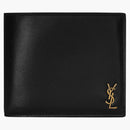 Saint Laurent Tiny Cassandre East/West Bifold Wallet in Shiny Leather Black