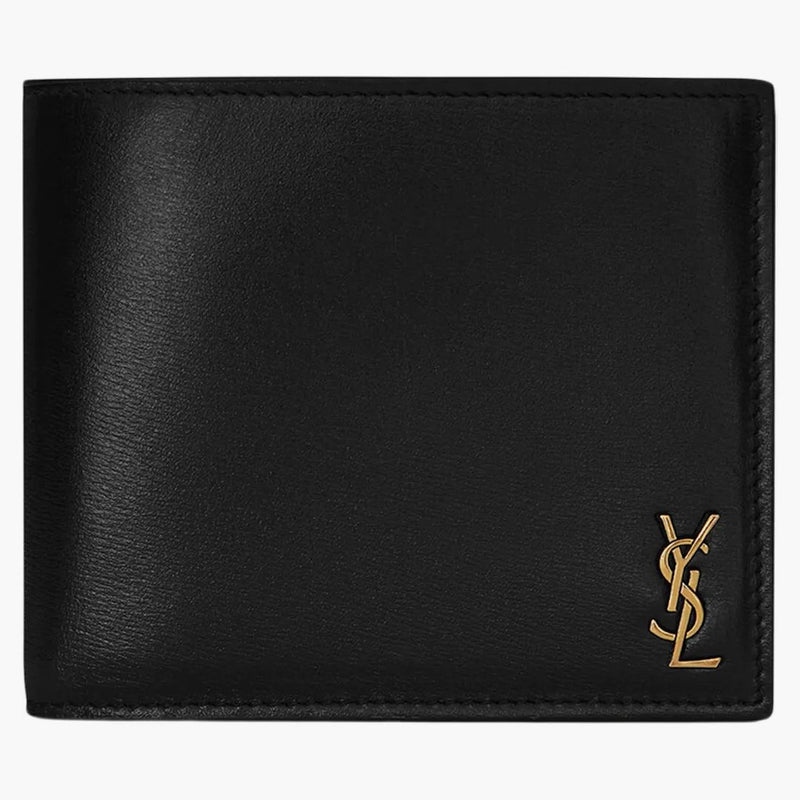 Svatý Laurent Tiny Cassandre East/West Bifold peněženka v lesklé kožené černé černé barvě