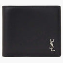 Saint Laurent Tiny Cassandre East/West Matte Leather Wallet Black