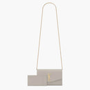 Saint Laurent Uptown Chain Wallet Grain De Poudre Blanc Vintage