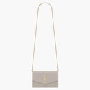 Saint Laurent Uptown Chain Wallet Grain De Poudre Blanc Vintage