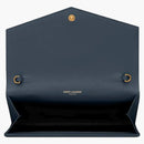 Saint Laurent Uptown Chain Wallet Grain De Poudre Charron Blue