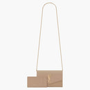 Saint Laurent Uptown Chain Wallet Grain De Poudre Dark Beige