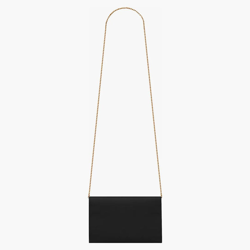 Saint Laurent Uptown Chain Wallet Grain De Poudre Black