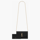 Saint Laurent Uptown Chain Wallet Grain De Poudre Black