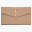 Saint Laurent Uptown Pouch Grain De Poudre Embossed Dark Beige
