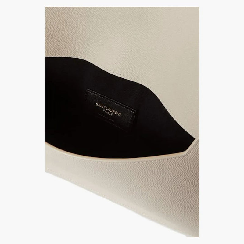 Saint Laurent Uptown Pouch Grain de Poudre White