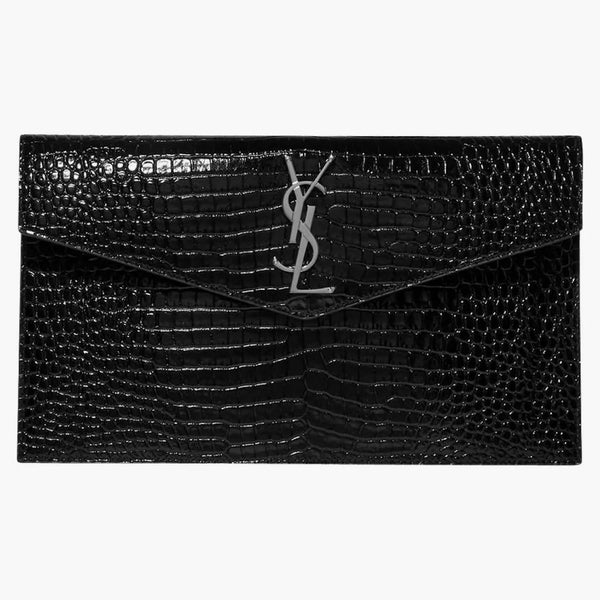 Svatý Laurent Uptown Pouch Lesklý krokodýl-vzhled kůže černá