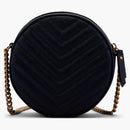 Saint Laurent Vinyle Round Camera Bag Chevron Quilted Grain de Poudre Black