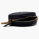 Saint Laurent Vinyle Round Camera Bag Chevron Quilted Grain de Poudre Black