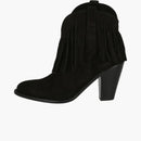 Saint Laurent Western Fringed Ankle Boots Black Suede (Women's)