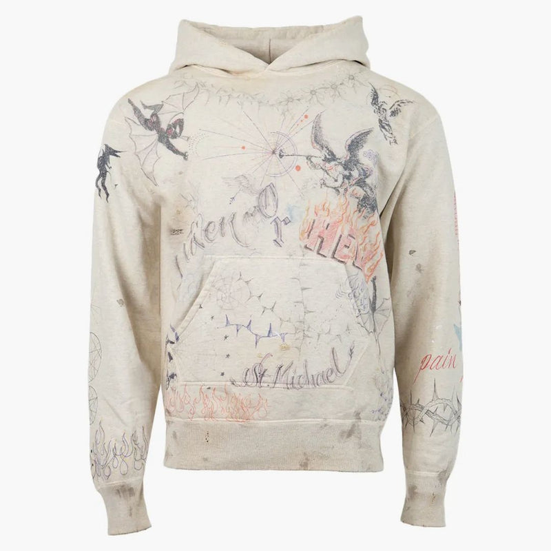 Saint Michael X Dr woo graffiti hoodie beige