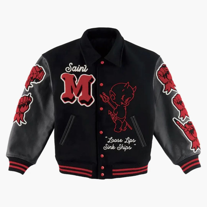 Saint Mxxxxxx Devil Varsity Jacket Black
