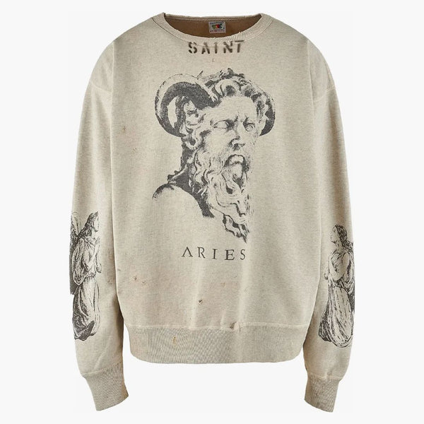 Saint MXXXXXX X Aries Crewneck Sweat Gray