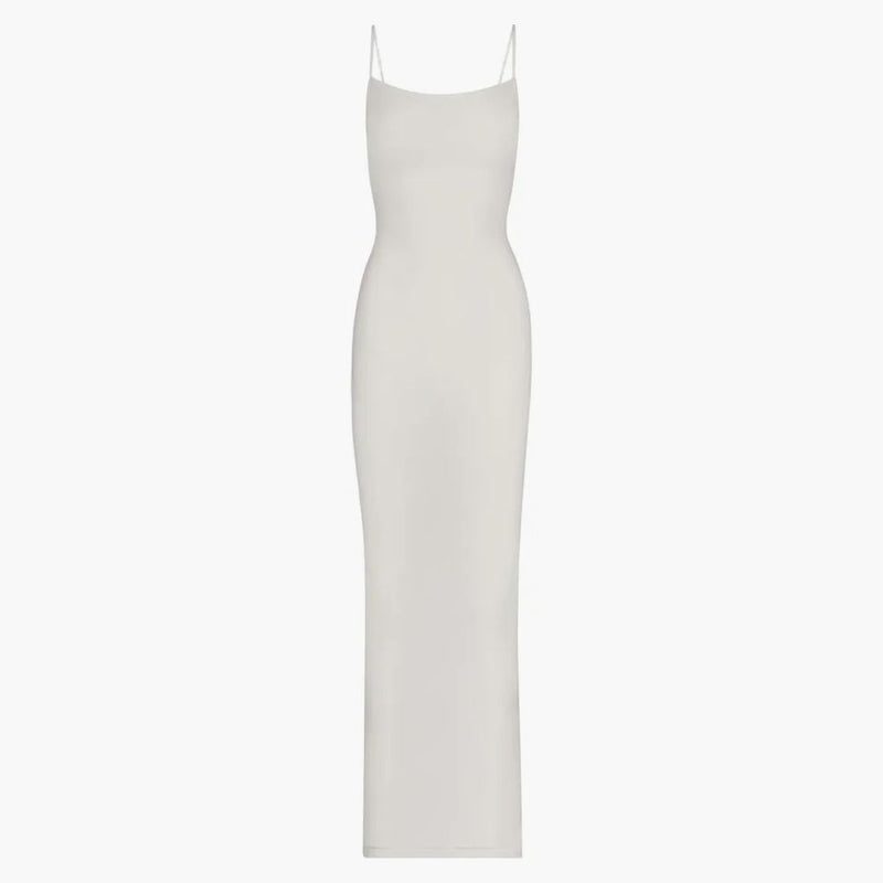 Skims Soft Lounge Long Slip Dress Marble