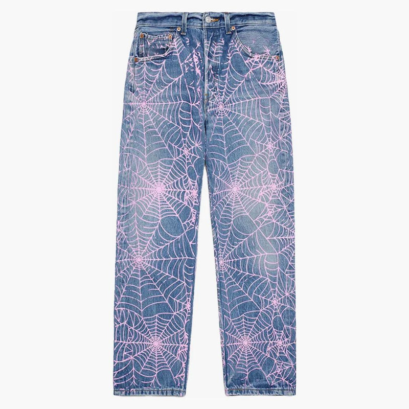 Sp5der Aop Vintage 501 Denim Pink Web