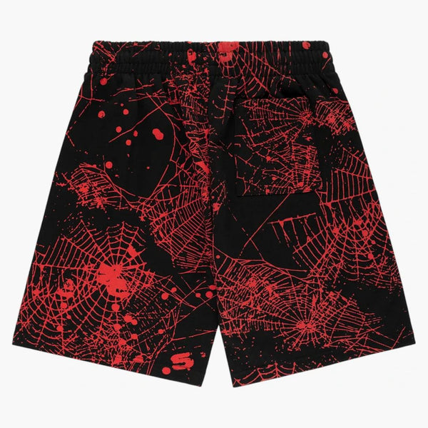 Sp5der Aop Web V2 Zip Up Sweatshort Black