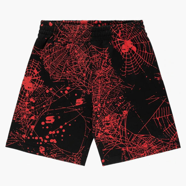 Sp5der Aop Web V2 Zip Up Sweatshort Black