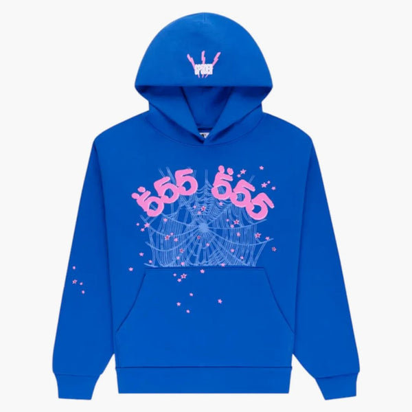 Sp5der Angel Number Hoodie Blue