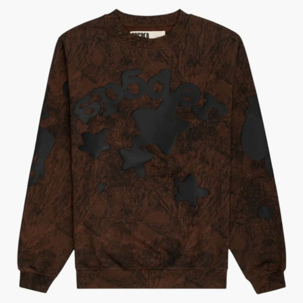 Sp5der Beluga Real Tree Camo Crewneck Sweatshirt Brown
