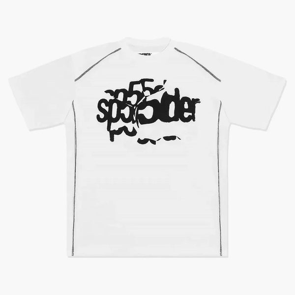 Sp5der Contrast Stitch Slub Tee White