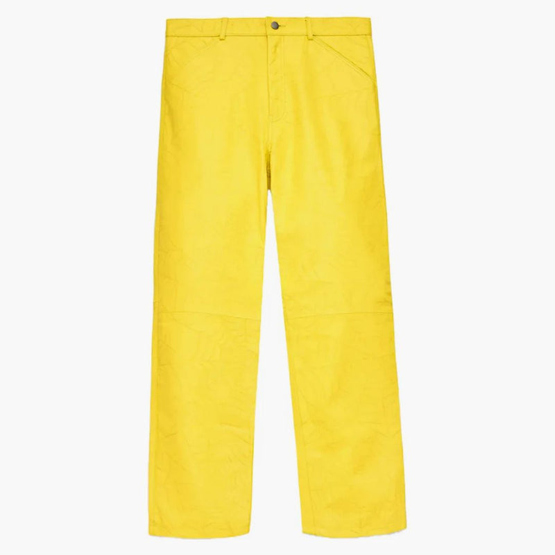 Sp5der Debossed Web Leather Pant Yellow