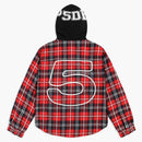 Sp5der Hooded Zip Flannel Shirt Jacket Red Plaid