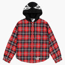Sp5der Hooded Zip Flannel Shirt Jacket Red Plaid