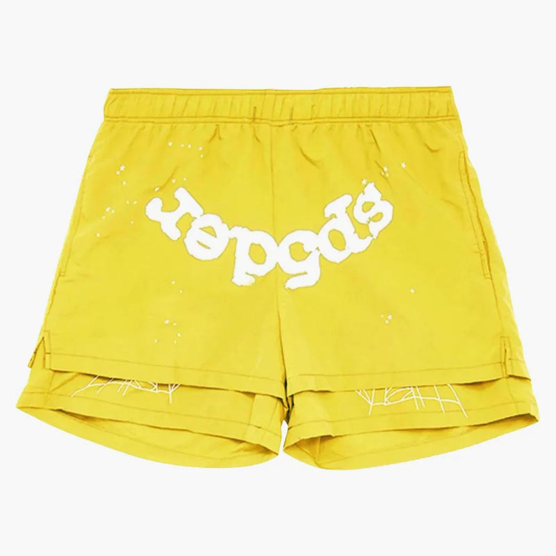 Sp5der Logo Sweatshorts Yellow