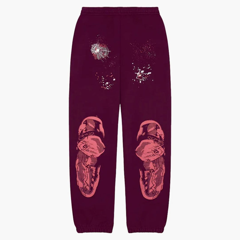 Sp5der Nocturnal Highway Sweatpant Burgundy