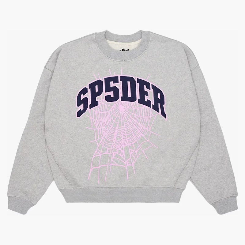 Sp5der Varsity Web Crewneck Heather Grey