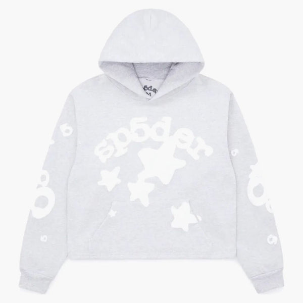 Sp5der Women's Cropped Beluga Hoodie Heather Grey