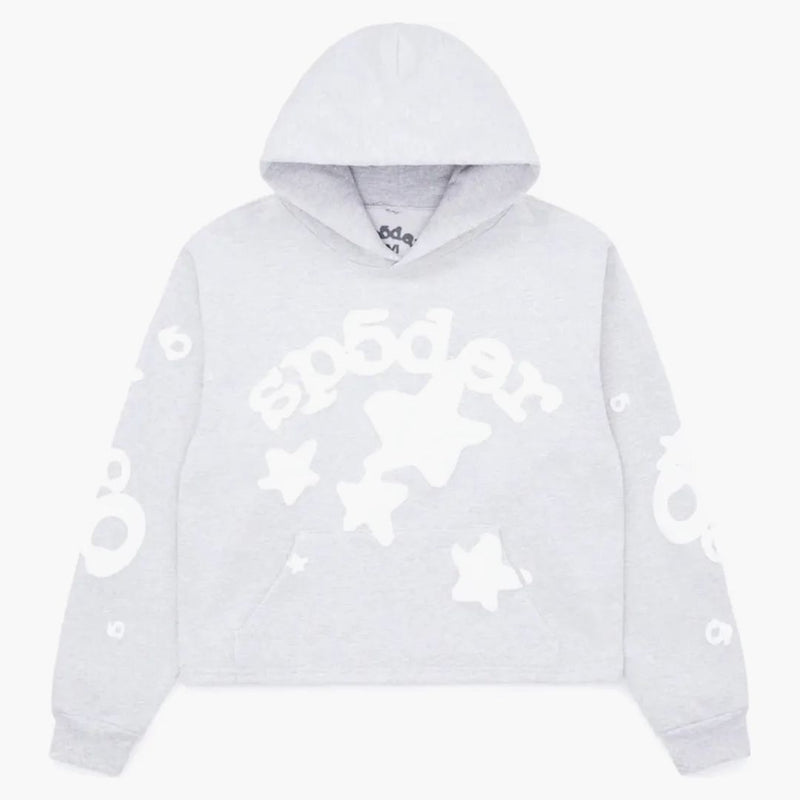 Sp5der Women's Cropped Beluga Hoodie Heather Grey