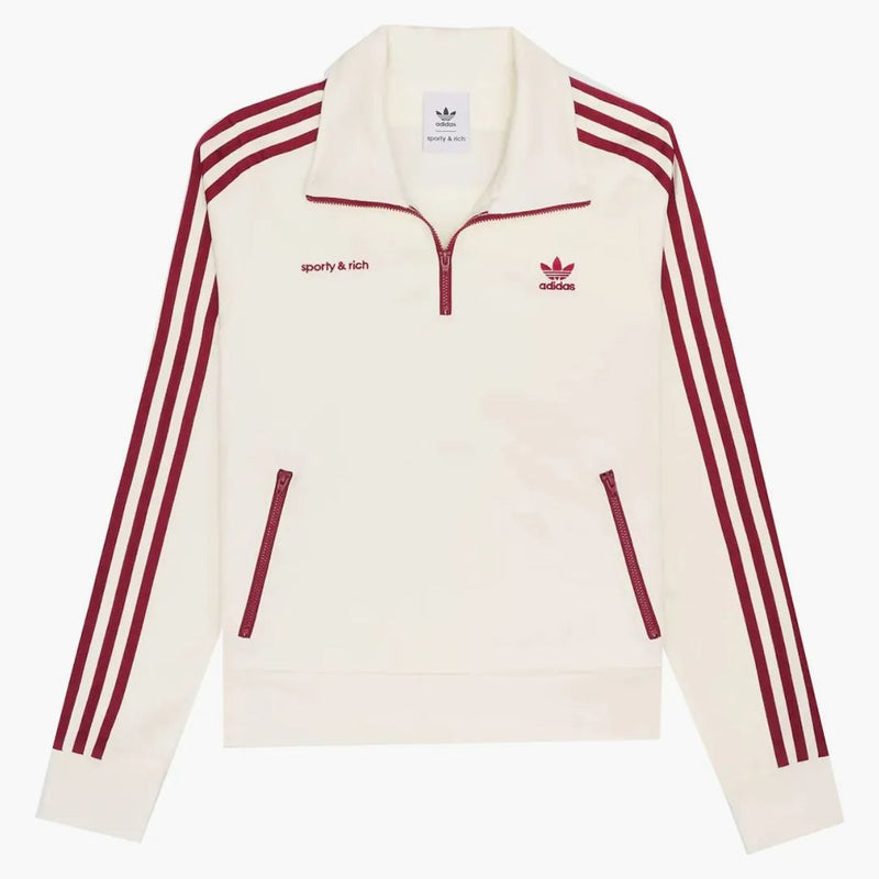 Sporty & Rich X Adidas Quarter Zip Track Jacket Cream/Merlot
