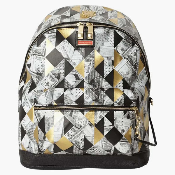 Sprayground 6-popruh fraktální peníze císař batoh šedý/zlatý