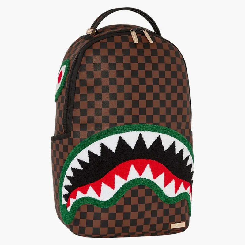 Sprayground Chenille Sip Romeo Air Italia Shark Backpack Brown
