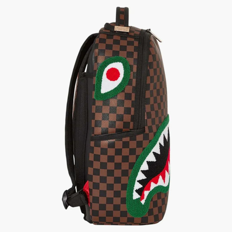Sprayground Chenille Sip Romeo Air Italia Shark Backpack Brown