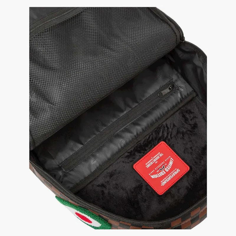 Sprayground Chenille Sip Romeo Air Italia Shark Backpack Brown