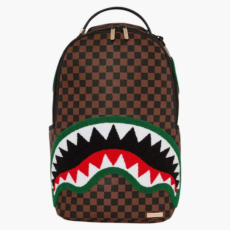 Sprayground Chenille Sip Romeo Air Italia Shark Backpack Brown