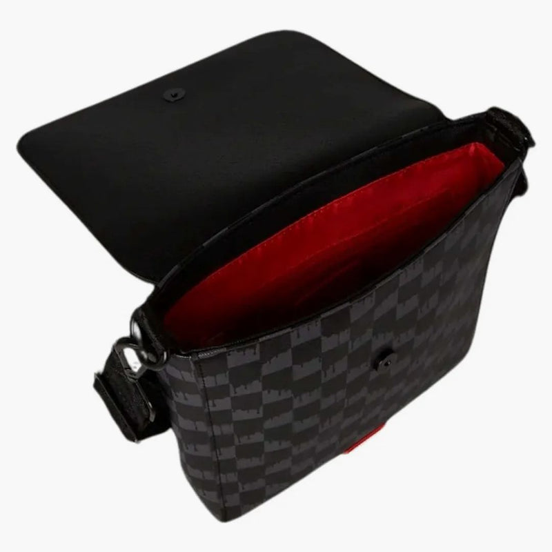 Sprayground Drip Check Shark Messenger Bag Black/grey Checker