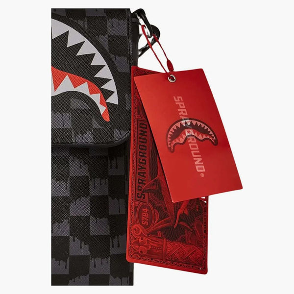 Sprayground Drip Check Shark Messenger Bag Black/Grey Checker